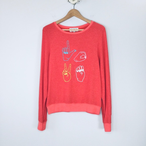 Wildfox Tops - WILDFOX Love Signs graphic plush sweatshirt